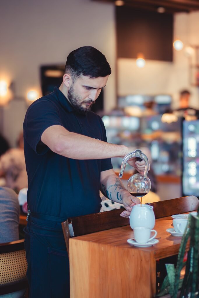 Professional Restaurant Server at Work