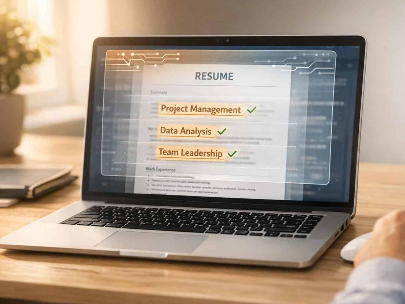 Professional reviewing resume skills and qualifications for a job application