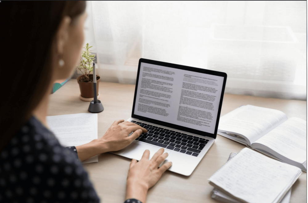 Technical writer editing structured documents and documentation content